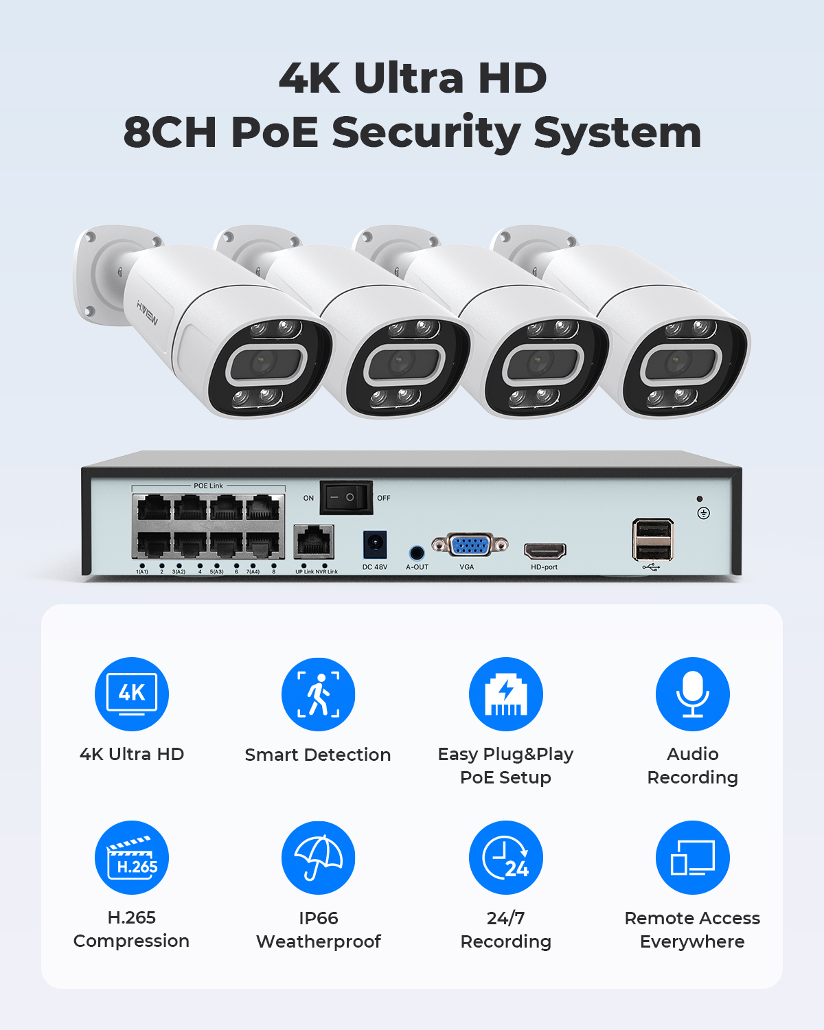 H.View 4K 5Mp 8Mp Poe CCTV Sec - đánh giá và giá Home Security And Cctv